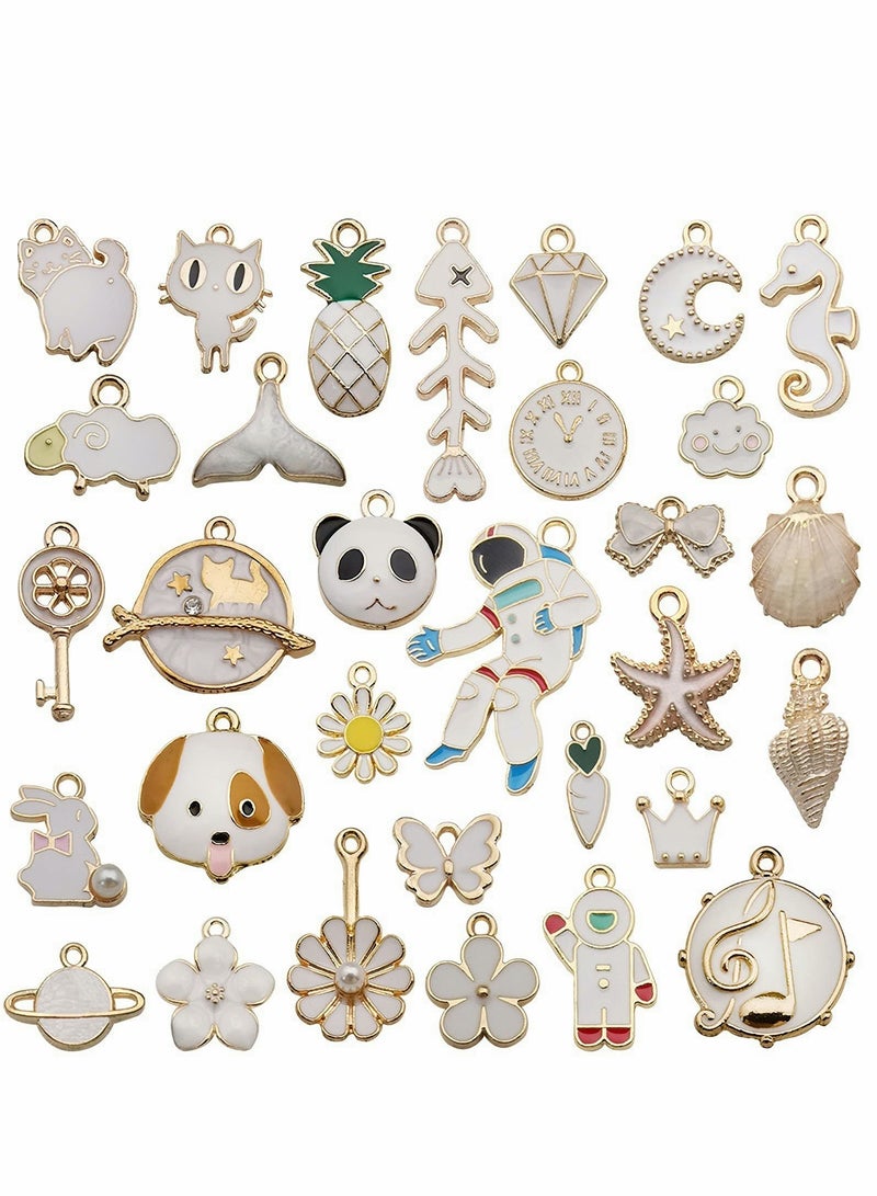 Excefore DIY Alloy Pendants Astronaut Jewelry, 31pcs Jewelry Charms Dripping Hanging Pendant Accessories for Jewelry Necklace Bracelet (White) - Image 1