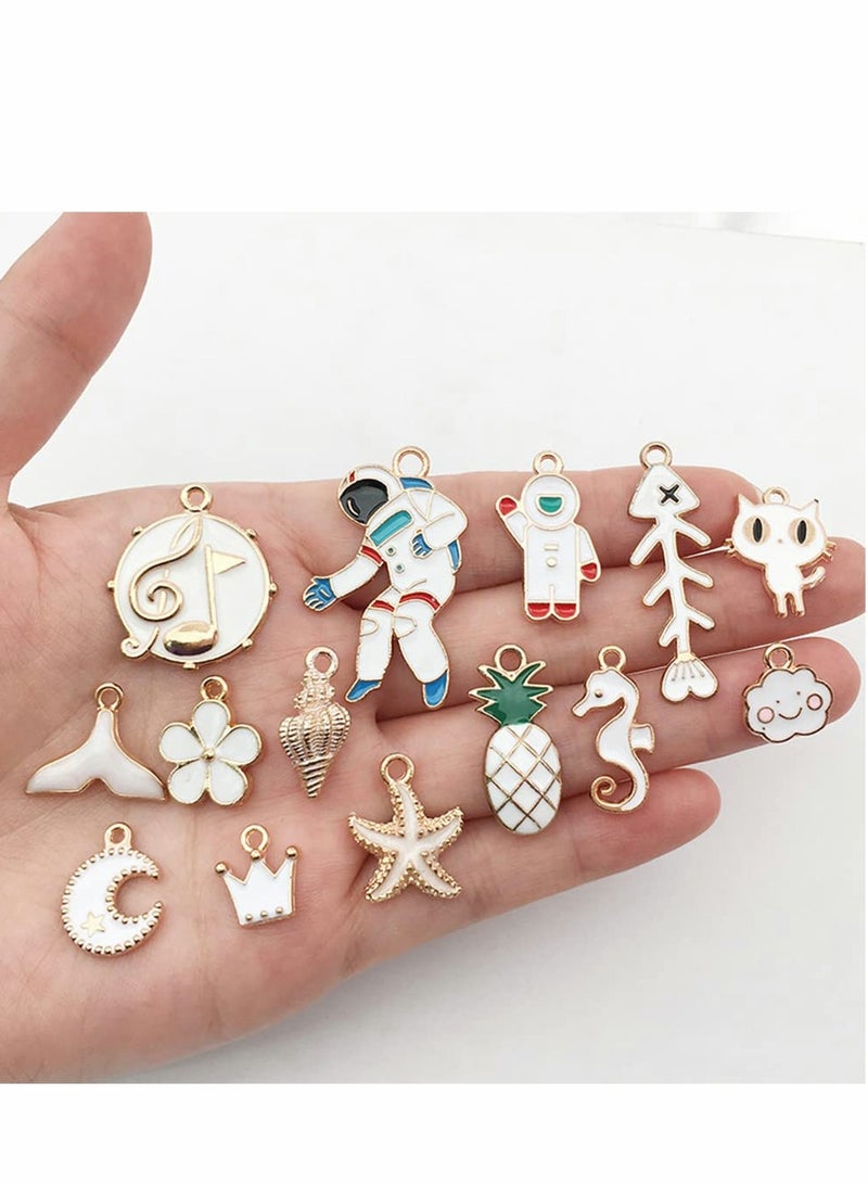 Excefore DIY Alloy Pendants Astronaut Jewelry, 31pcs Jewelry Charms Dripping Hanging Pendant Accessories for Jewelry Necklace Bracelet (White) - Image 2