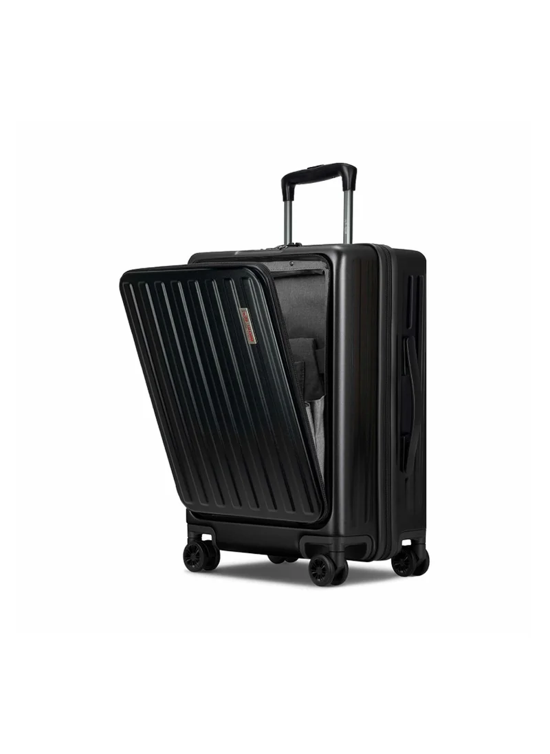 Reflection REFLECTION Premium Quality Business Travel Carry On Hardside Luggage with Front Open Laptop Compartment and 4 Spinner Wheels, Black, 20 inches