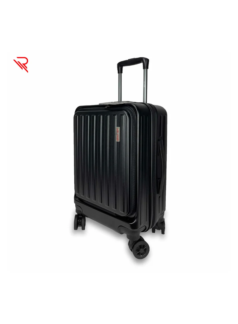 ريفلكشين REFLECTION Premium Quality Business Travel Carry On Hardside Luggage with Front Open Laptop Compartment and 4 Spinner Wheels, Black, 20 inches
