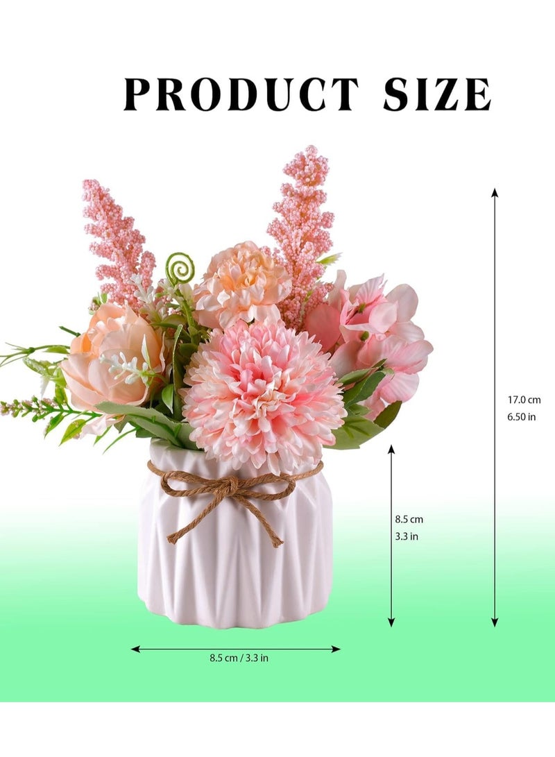 DIOTTI Artificial Potted Flowers Pink, Small Ceramic Vase Fake Flower Plants Desktop Decoration Indoor for Home and Office, Faux Flowers Hydrangea Decora for Table,Bookshelf,Bedroom,Living Room,Party (Style 1) - Image 5