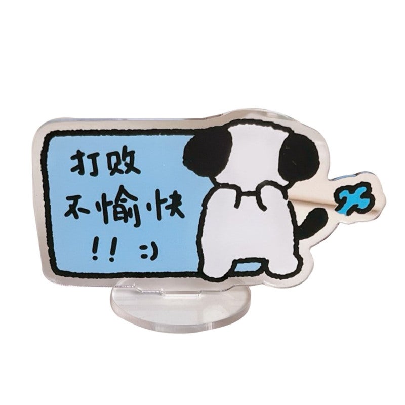 Car Dog Ornament: Cute Acrylic Cartoon Dog Figure - Durable Premium Acrylic, Easy Installation Center Console Decor for Car Interior Home Office Desk Pet Lovers - Image 1