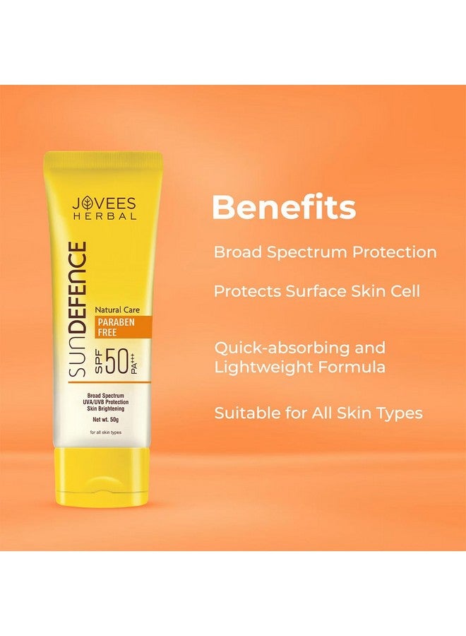 Jovees Herbal Sun Defence Cream Spf 50 | Broad Spectrum Pa+++ | Uva/Uvb Protection | Lightweight | Quick Absorption | For All Skin Types 50G - Image 3