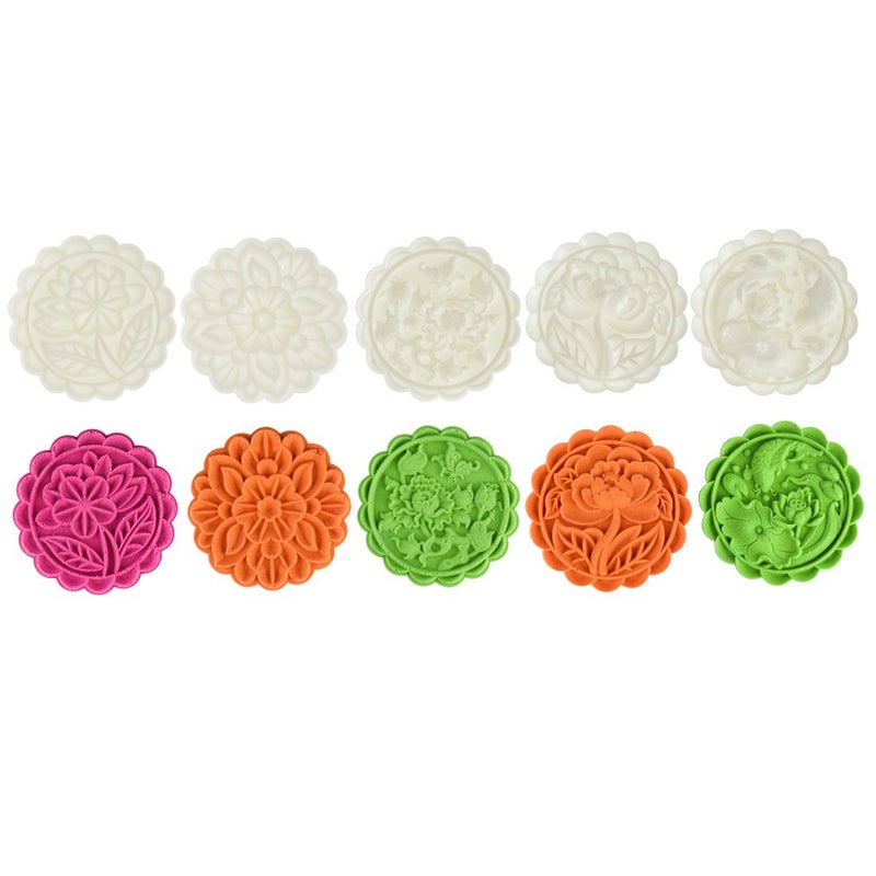 Dltsli 180g 5pcs Cookie Stamps Thickness Adjustable Moon Cake Mold Set  Cookie Press DIY Decoration Hand Press Cutter Cake Dessert Mold - Image 4