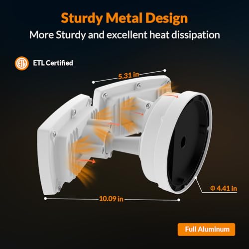 LEPOWER 3000LM Flood Light Outdoor, Switch Controlled LED Security Light, 28W Exterior Lights with 2 Adjustable Heads, IP65 Waterproof, 5500K Wall Mount Exterior LED Flood Light for Garage, Yard White - Image 4