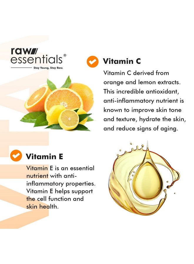 Raw Essentials Vitamin C Cleansing And Brightening Face Wash, Orange And Lemon Extracts, Aloe Vera, Vitamin E, Licorice Extracts, Mint (Menthol) For All Skin Types, (150Ml, Pack Of 1), Face Wash For Men & Women, 100% Natural Actives, Sulphate & Paraben Free - Image 2