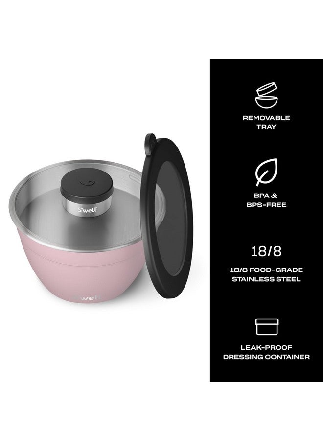 S'well S'well Stainless Steel Salad Bowl Kit, 64 ounces, Pink Topaz, Comes with 2oz Condiment Container and Removable Tray for Organization, Leak-Proof, Easy to Clean, Dishwasher Safe  - Image 2