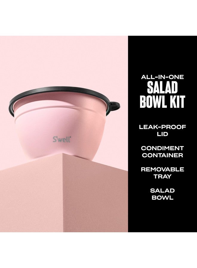 S'well S'well Stainless Steel Salad Bowl Kit, 64 ounces, Pink Topaz, Comes with 2oz Condiment Container and Removable Tray for Organization, Leak-Proof, Easy to Clean, Dishwasher Safe  - Image 3