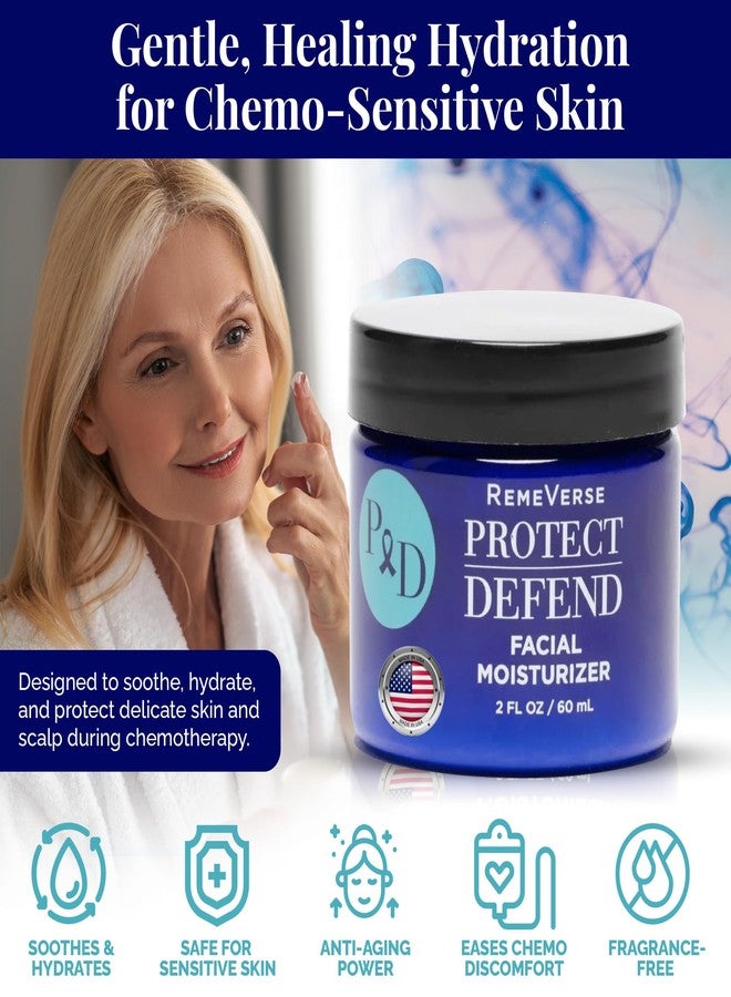 RemeVerse Protect & Defend Facial Moisturizer for Sensitive Skin During Chemoteraphy - Skin Hydration & Gentle Face Cream w/Hyaluronic Acid, Peptides, Glycerin, Collagen - Made in USA - 2 oz - Image 2