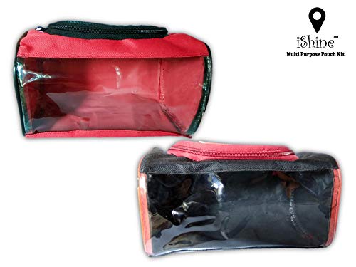 iShine Multi Purpose Travel Pouch - Black & Red - Set of 2 - Image 4