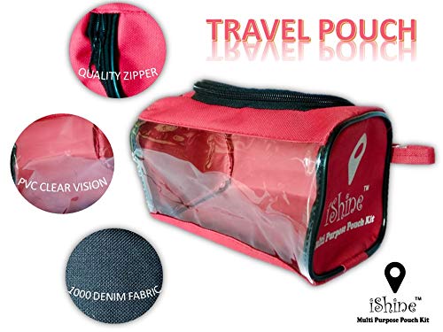 iShine Multi Purpose Travel Pouch - Black & Red - Set of 2 - Image 5