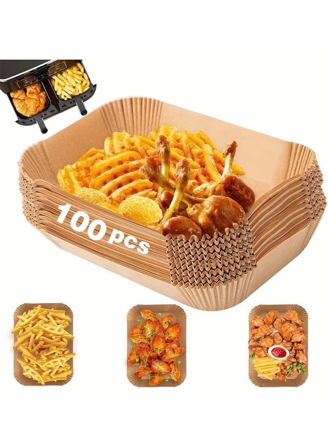 100 Pcs Khaki Non-Stick Air Fryer Parchment Liners Heat Resistant Baking Sheets - Image 5