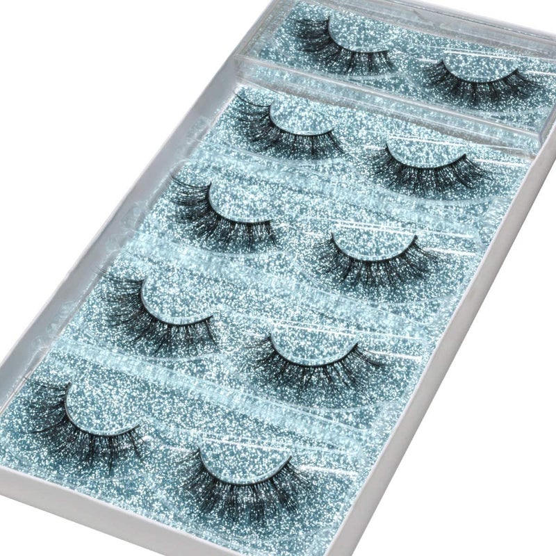 DYSILK Lashes False Eyelashes - Eye Lashes Mink Lashes 5 Pairs 6D Lashes Pack Fluffy Lashes Fake Eye Lashes Natural Look Wispy Eyelashes Strip Lash Faux False Eyelashes Extensions Kit | 001-15mm - Image 2