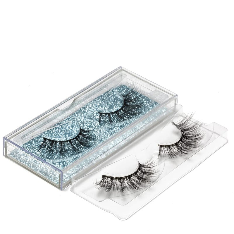 DYSILK Lashes False Eyelashes - Eye Lashes Mink Lashes 5 Pairs 6D Lashes Pack Fluffy Lashes Fake Eye Lashes Natural Look Wispy Eyelashes Strip Lash Faux False Eyelashes Extensions Kit | 001-15mm - Image 3