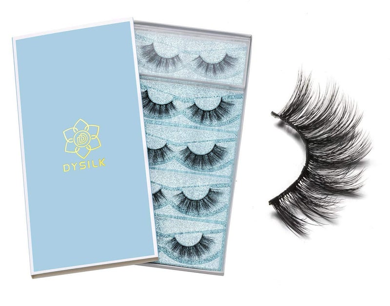 DYSILK Lashes False Eyelashes - Eye Lashes Mink Lashes 5 Pairs 6D Lashes Pack Fluffy Lashes Fake Eye Lashes Natural Look Wispy Eyelashes Strip Lash Faux False Eyelashes Extensions Kit | 001-15mm - Image 1