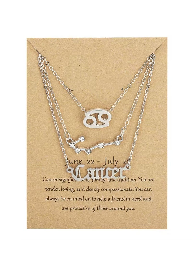 Goolsky Bestseller 3-Layer Zodiac Necklace Set – Vintage Celestial Charms & Gothic Letters, Horoscope Jewelry for Women