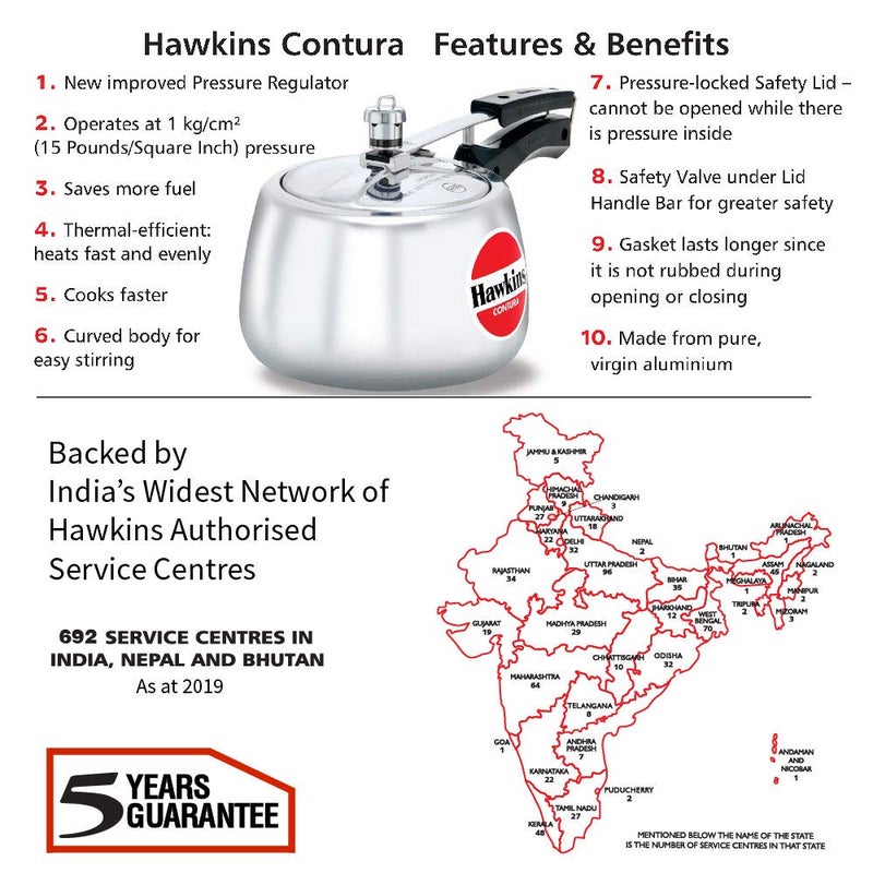 Hawkins Contura Aluminium Inner Lid Pressure Cooker, 3 Litre, Silver (Hc30), 3 Liter - Image 3