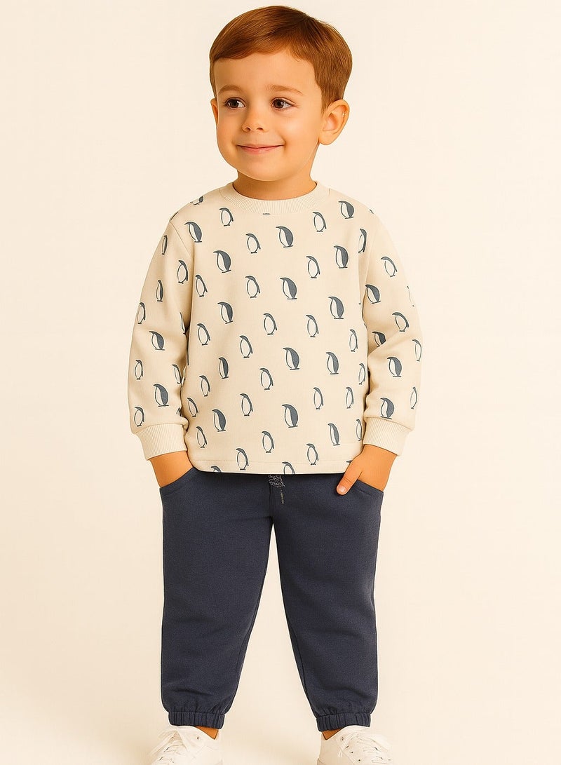 Dirkje Boys Printed Sweatshirt & Joggers Set - 2-Piece - Image 1