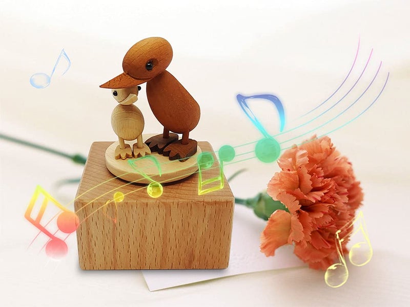 LILYXIN Cute Little Duck Mini Music Box, Cartoons Animals Wooden Mechanical Music Box,Best Gift for Friends Singing Music Gift Box - Image 2