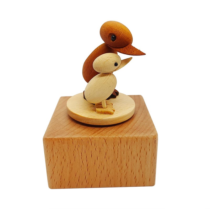 LILYXIN Cute Little Duck Mini Music Box, Cartoons Animals Wooden Mechanical Music Box,Best Gift for Friends Singing Music Gift Box - Image 4