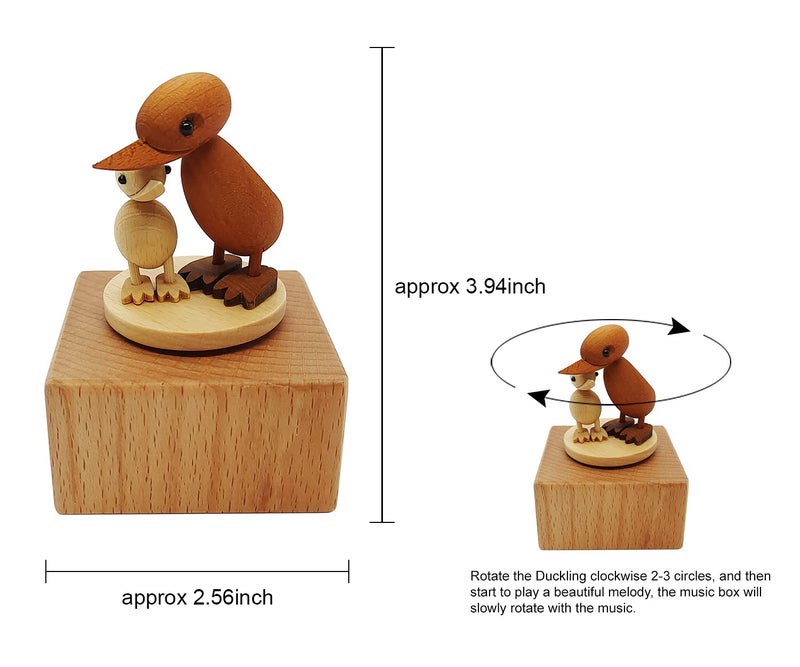 LILYXIN Cute Little Duck Mini Music Box, Cartoons Animals Wooden Mechanical Music Box,Best Gift for Friends Singing Music Gift Box - Image 3