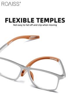 roaiss Men's Blue Light Blocking Glasses Anti UV and Glare Blue Light Filter Computer Glasses Rectangular Color Changing Anti Eyestrain Headache Sports Eyewear with Super Light TR Frame Grey Orange 55mm  - Image 5