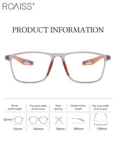roaiss Men's Blue Light Blocking Glasses Anti UV and Glare Blue Light Filter Computer Glasses Rectangular Color Changing Anti Eyestrain Headache Sports Eyewear with Super Light TR Frame Grey Orange 55mm  - Image 4