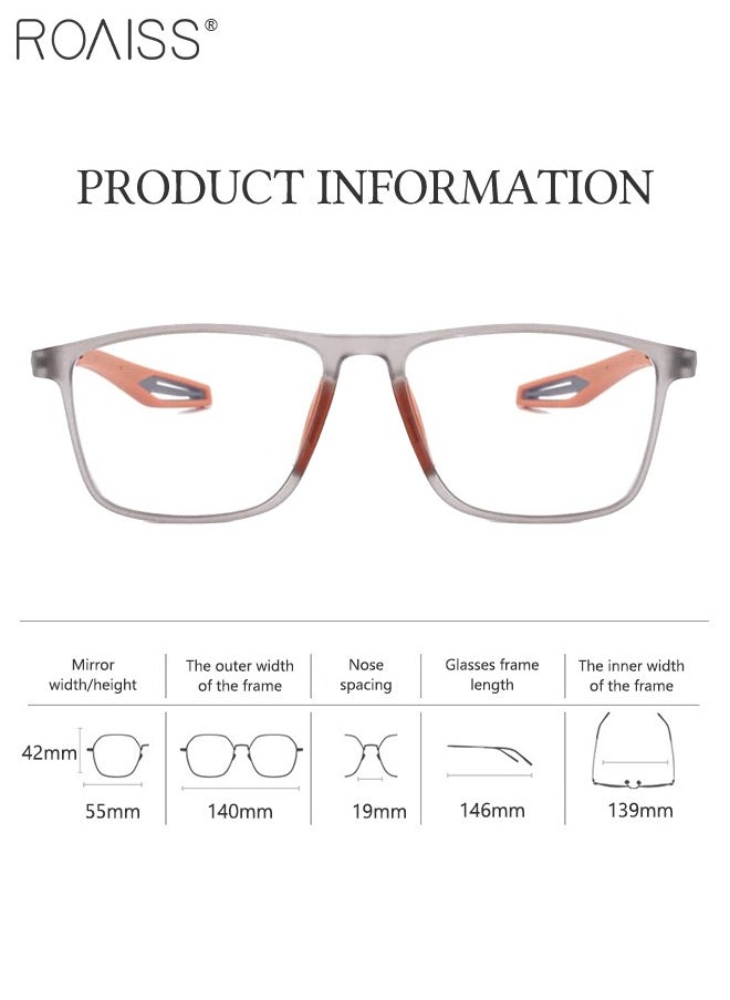 roaiss Men's Blue Light Blocking Glasses Anti UV and Glare Blue Light Filter Computer Glasses Rectangular Color Changing Anti Eyestrain Headache Sports Eyewear with Super Light TR Frame Grey Orange 55mm  - Image 4