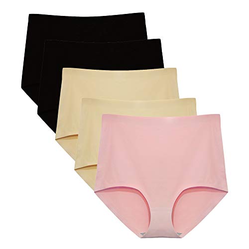 FallSweet No Show High Waist Briefs Underwear for Women Seamless Panties Multi Pack (black2beige2pink1, L) - Image 1
