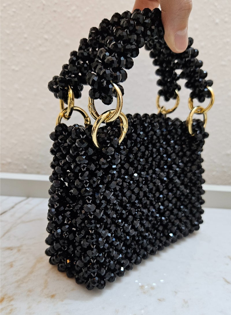Handmade Elegant/ classy crystal beaded hand bag for women - Image 3