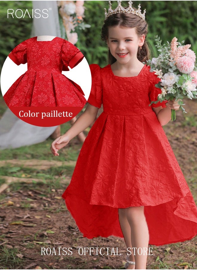 Girls Bow Back Tie Back Gown Dress High Low Hem Party Dress Puff Sleeve Princess Dress Toddler Little Kids Party Wear Wedding Evening Formal Pageant Dance Gown for Birthday Red - pzsku/Z5EA2FD5C776B0016B5AFZ/45/_/1703568944/dd029dec-8813-481e-b8c1-4f2ace4a0b66