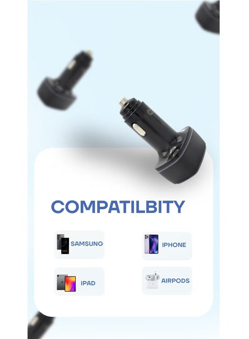 SONIC JEEM Sonic Game Hammer 4.8A 3-Port PD TYPE-C/2 USB Super Fast Car Charger - Black - Image 3