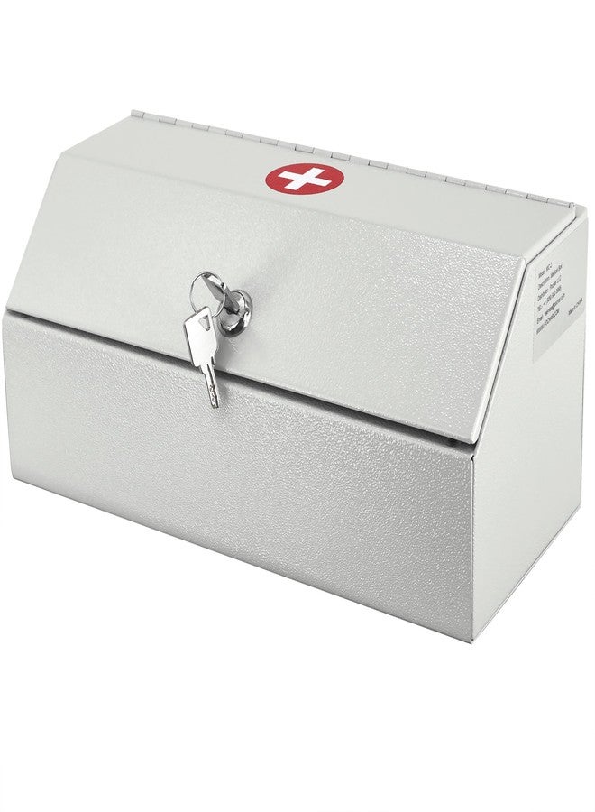 Levida POCHAR Locking Medicine Box - Wall Mount Medicine Lock Box for Prescription Safe Storage - Steel First Aid Medicine Cabinet with Lock - Child-Proof Medication Secure Box for Home, School, Office - Image 1