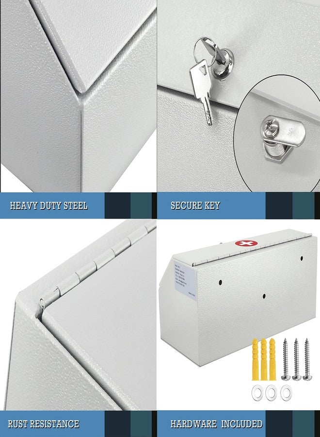Levida POCHAR Locking Medicine Box - Wall Mount Medicine Lock Box for Prescription Safe Storage - Steel First Aid Medicine Cabinet with Lock - Child-Proof Medication Secure Box for Home, School, Office - Image 3