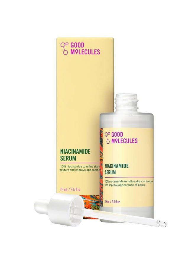 Good Molecules سيروم النياسيناميد – 10% نياسيناميد لاستهداف العيوب، التغذية، ولون البشرة – ترطيب فائق وإشراق للعناية بالبشرة للوجه – 75 مل / 2.53 أونصة سائلة - Image 1