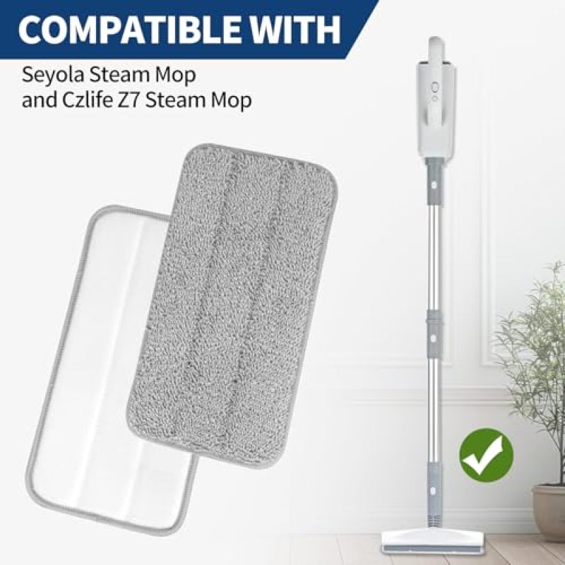 Washable Steam Mop Pads 3-Layer Microfiber Reusable Mop Refills - Quick Dry Floor Cleaning Accessories for Hardwood and Tile - Image 2