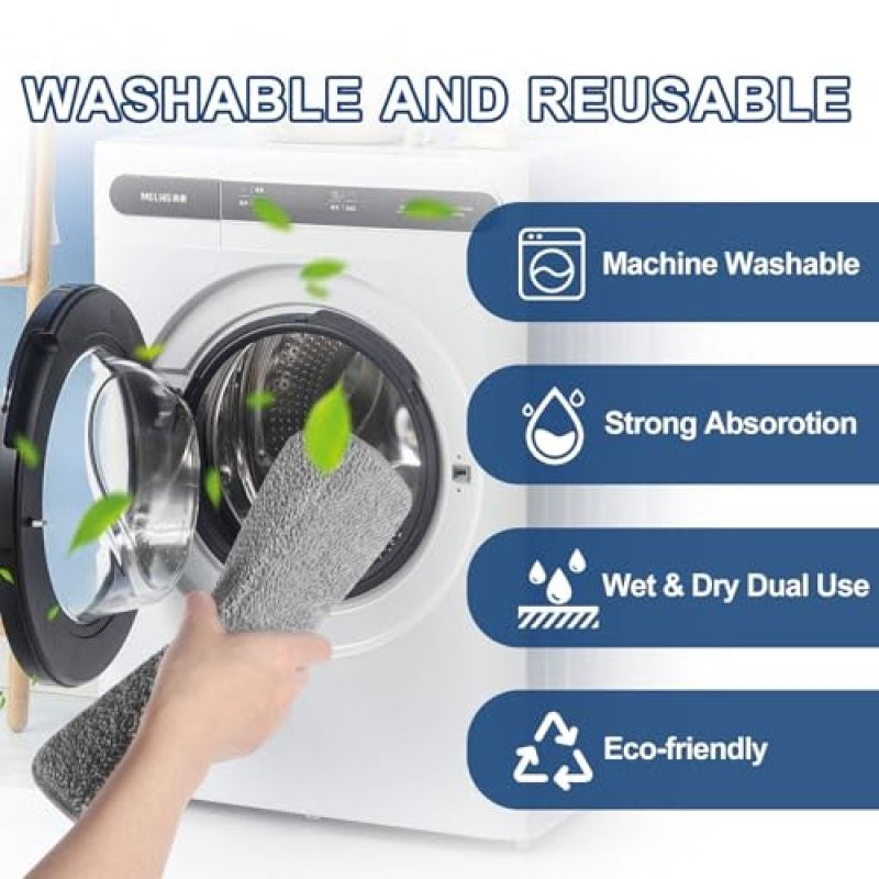 Washable Steam Mop Pads 3-Layer Microfiber Reusable Mop Refills - Quick Dry Floor Cleaning Accessories for Hardwood and Tile - Image 4