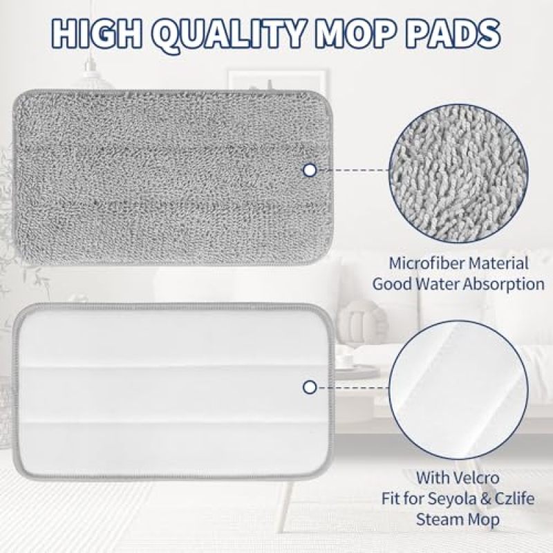 Washable Steam Mop Pads 3-Layer Microfiber Reusable Mop Refills - Quick Dry Floor Cleaning Accessories for Hardwood and Tile - Image 3