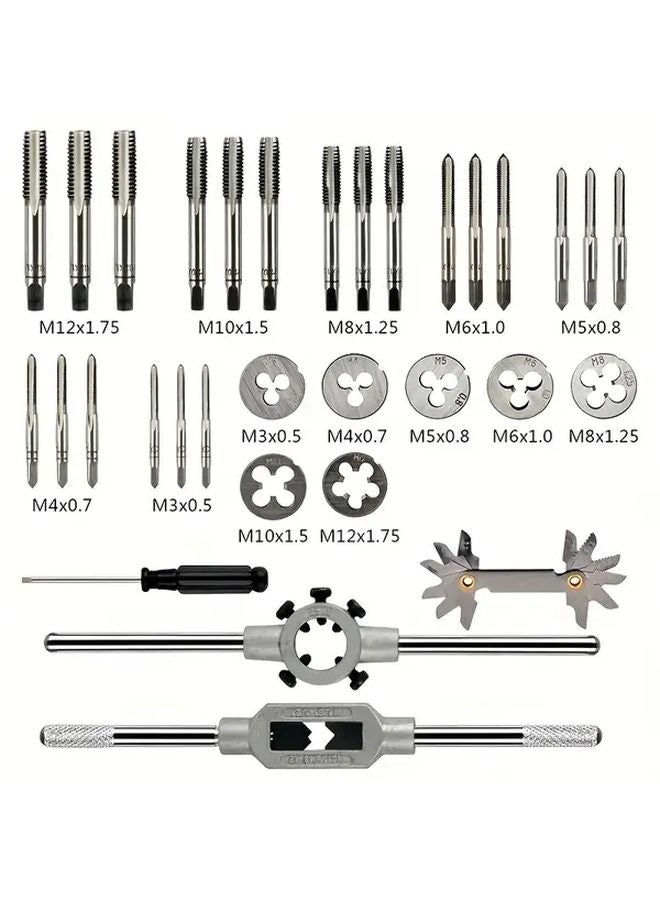 32 Pcs Metric Tap And Die Set High Strength Alloy Steel M3 M12 Hand Tool Kit - Image 4