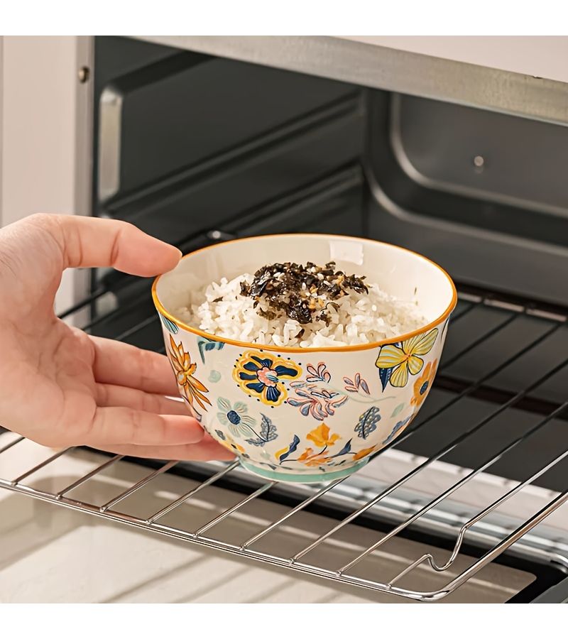 European Style 6Pcs Ceramic Tableware Set Floral Plates Bowls for Fruits Salad Microwave Oven Safe - Image 5