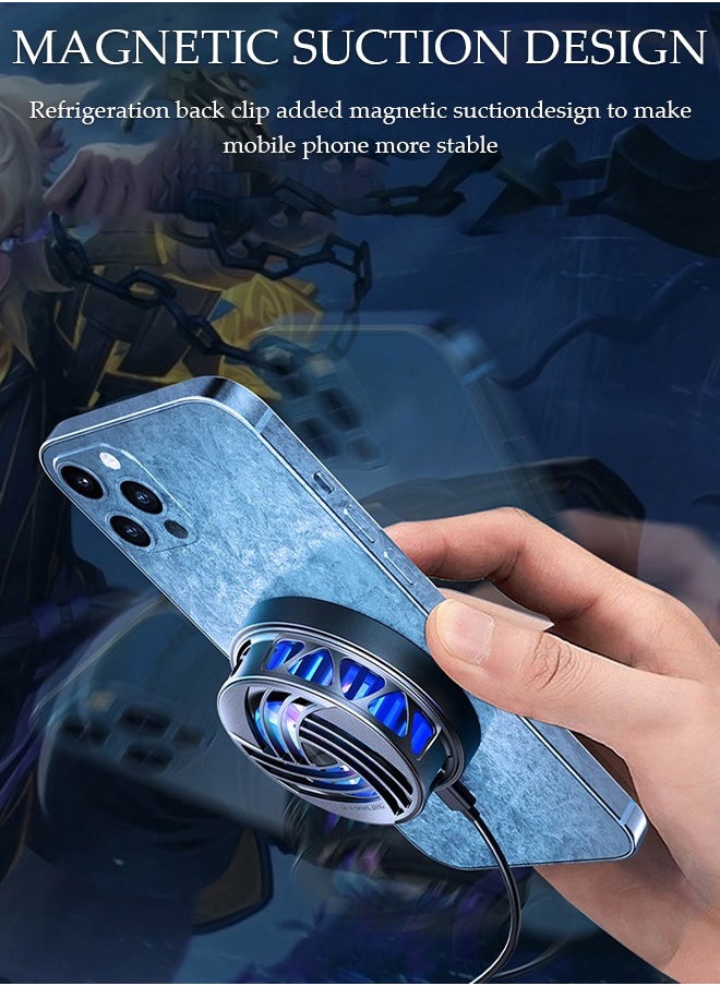 DUNISO - Magnetic Semi-Conductor Cooling Chip Phone Cooling Fan with Magnetic Plates LED Display RGB Lights and Instant Cooling system, Cellphone Radiator for Mobile Gaming TikTok Live Strea - Image 1