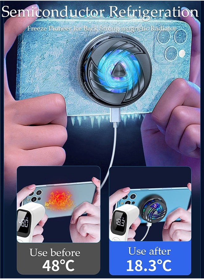 DUNISO - Magnetic Semi-Conductor Cooling Chip Phone Cooling Fan with Magnetic Plates LED Display RGB Lights and Instant Cooling system, Cellphone Radiator for Mobile Gaming TikTok Live Strea - Image 1
