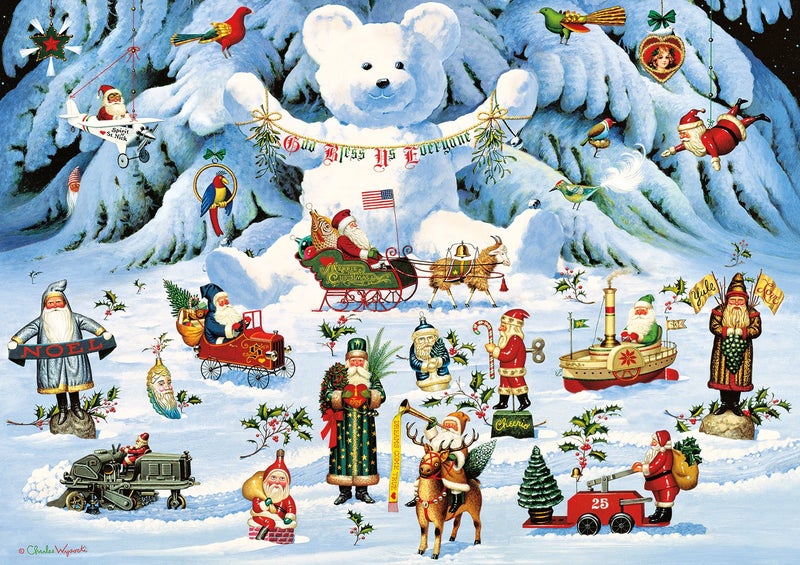 Buffalo Games - Holiday Collection - Charles Wysocki - Jingle Bell Teddy and Friends - 300 Large Piece Jigsaw Puzzle - Image 1