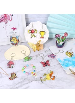 cridoz Shrinky Art Keychain Kit Including 20 Sheets Shrink Plastic Paper Keychain Clip Split Key Rings Key Rings With Chain Jump Rings Hole Punch For Craft Creative  - Image 2