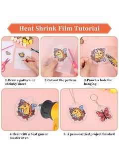 cridoz Shrinky Art Keychain Kit Including 20 Sheets Shrink Plastic Paper Keychain Clip Split Key Rings Key Rings With Chain Jump Rings Hole Punch For Craft Creative  - Image 4