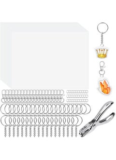 cridoz Shrinky Art Keychain Kit Including 20 Sheets Shrink Plastic Paper Keychain Clip Split Key Rings Key Rings With Chain Jump Rings Hole Punch For Craft Creative  - Image 1
