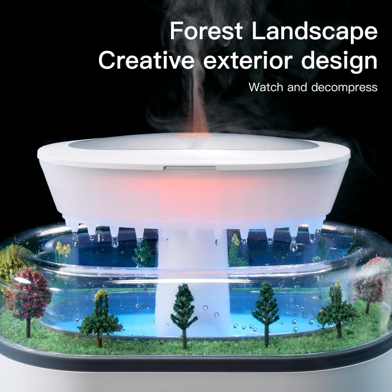 BLOIMP Essential Oil Diffuser 250ML Cloud Humidifier Rain Water Drip Diffuser Humidifier with Drip Music Micro Landscape Ultrasonic Diffuser for Bedroom Office Hotel (White Grey) - Image 4