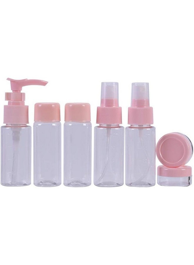 QUILBOOL Portable Travel Bottles Kit, Leak Proof Toiletry Containers Set, Clear PET Flight Size Cosmetic Containers for Lotion, Shampoo, Cream, Soap, Set of 7, Multi Color - Image 1