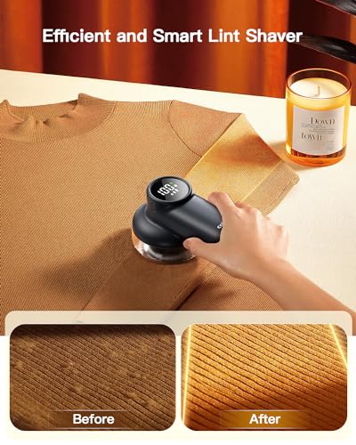 coldSky Rechargeable Fabric Shaver Lint Shaver with Digital Display Sweater Shaver with 6Leaf Blades and Safety Lock 3Speeds Defuzzer Remove Fuzz Pills from Clothes Furniture Sofa Dark Gray - Image 5