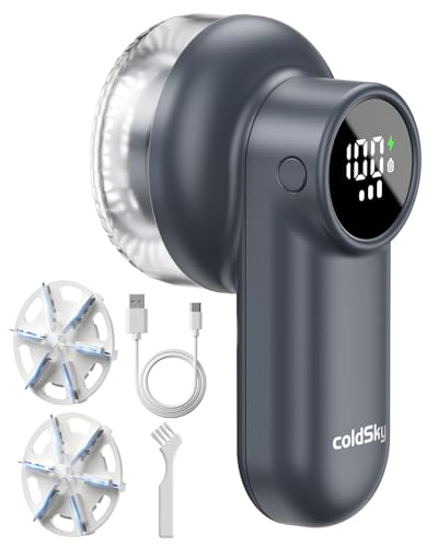 coldSky Rechargeable Fabric Shaver Lint Shaver with Digital Display Sweater Shaver with 6Leaf Blades and Safety Lock 3Speeds Defuzzer Remove Fuzz Pills from Clothes Furniture Sofa Dark Gray - Image 2